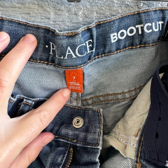 Childrens Place Boys Size 7 Adjustable Waist Boot Cut Denim Blue Jeans Snap - Picture 8 of 8